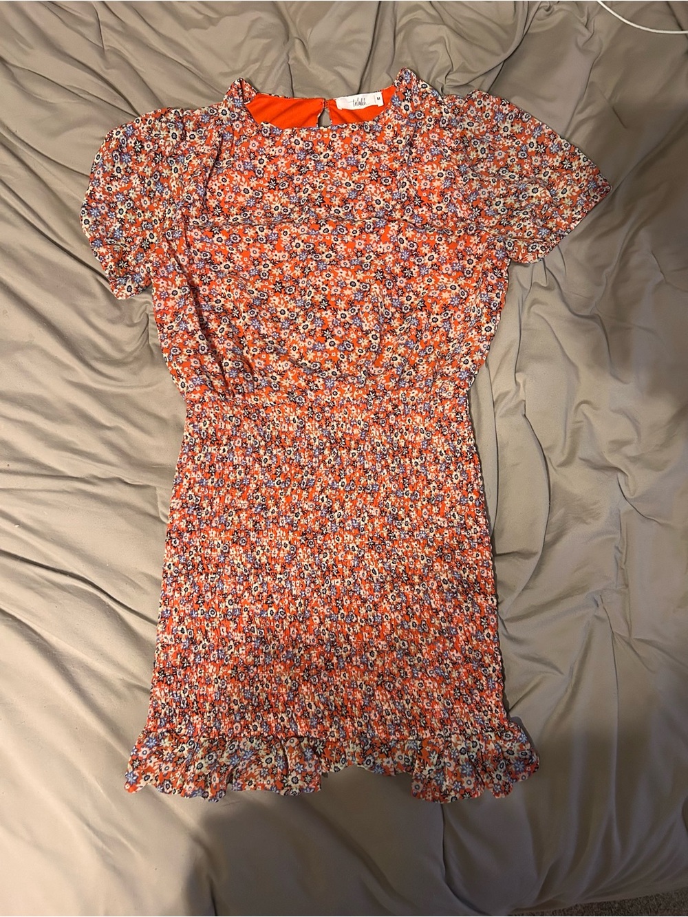 TALULAH Orange Floral Smocked Mini Dress